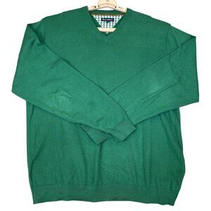 Report Collection Mens XL Sweater 30 Green V Neck Pullover Knit Casual Golf